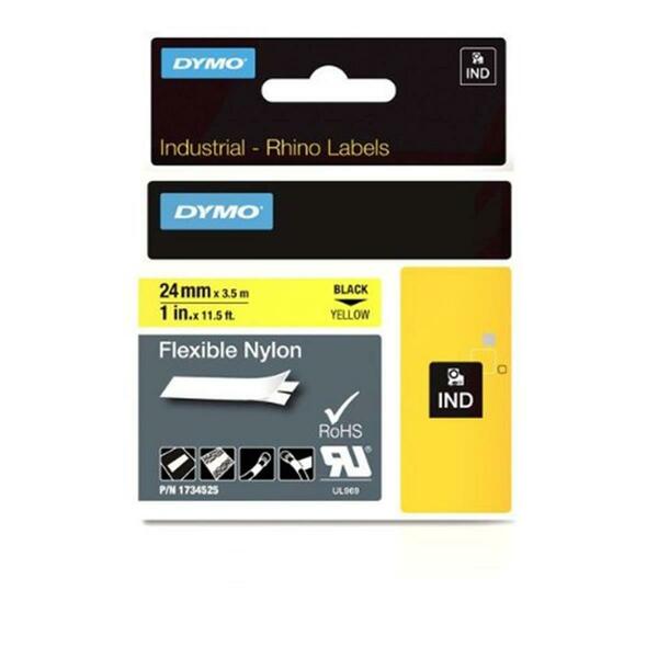 Dymo Rhino 1 in. Flexible Nylon Tape Black on Yellow 784-1734525